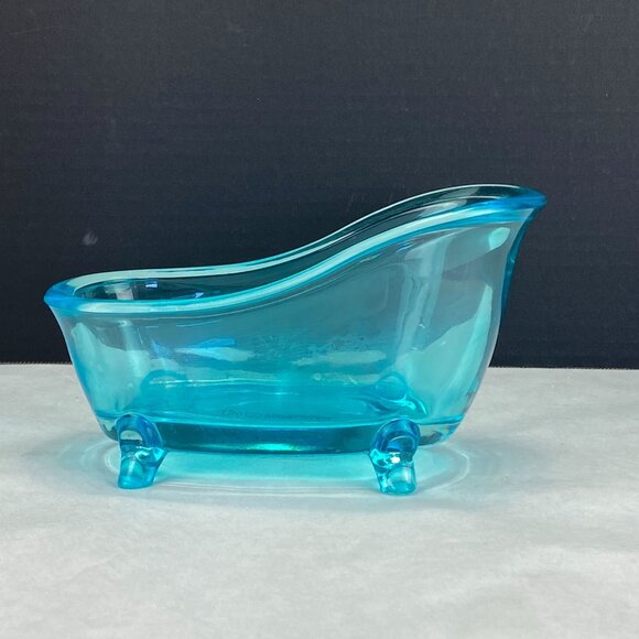 Bath and Body Works Aqua Glass Miniature Claw Foot Bath Tub - Picture 3 of 11